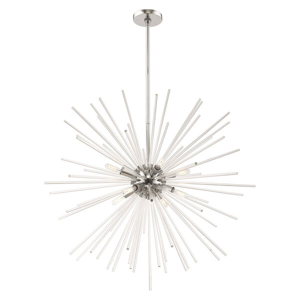 Utopia Polished Chrome 34-Inch Eight-Light Pendant Chandelier with Clear Crystal Rods, image 3