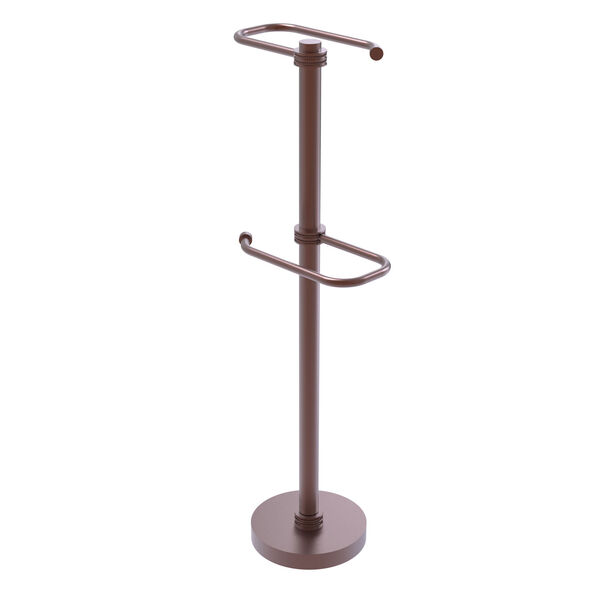 Antique Copper Six-Inch Free Standing Two Roll Toilet Tissue Stand, image 1