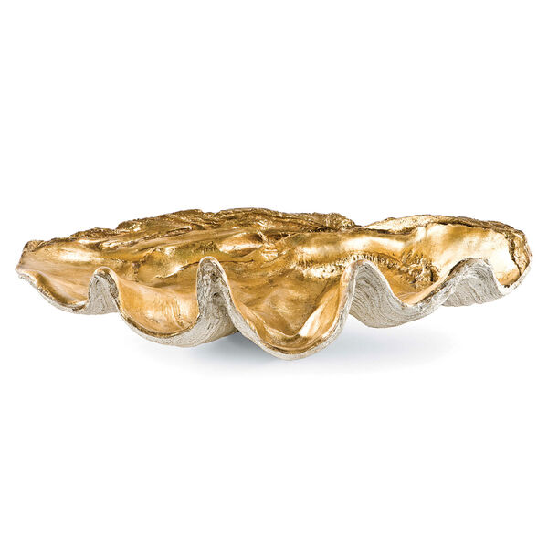 New South Gold Leaf 22-Inch Clam Bowl, image 1