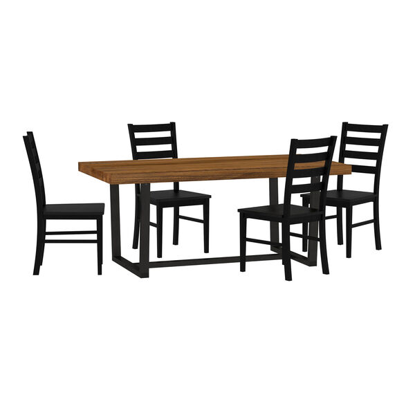 Bookmatch hampton Rustic Oak and Black Dining Table and Chairs, 5-Piece, image 1