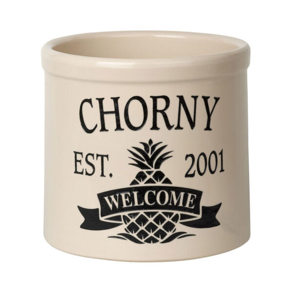 Personalized Pineapple Two Gallon Stoneware Crock with Black Engraving, image 1