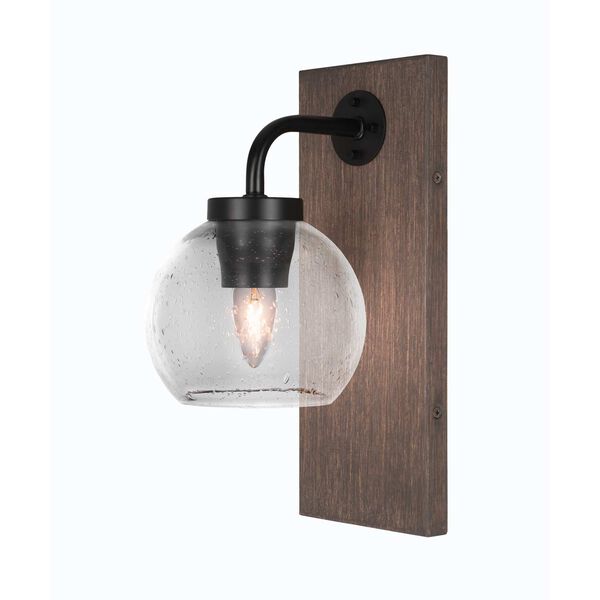 Oxbridge Matte Black One-Light Wall Sconce with Clear Bubble Glass, image 1