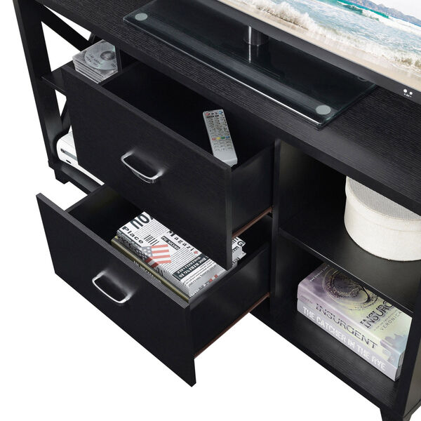 Oxford Deluxe Black 2 Drawer TV Stand, image 6