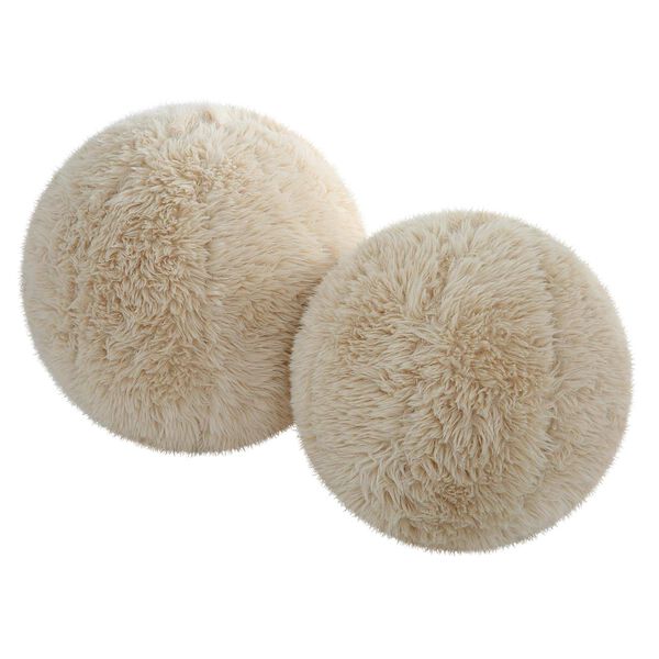 Abide Cream Ball Sheepskin Pillow, Set Of Two, image 2