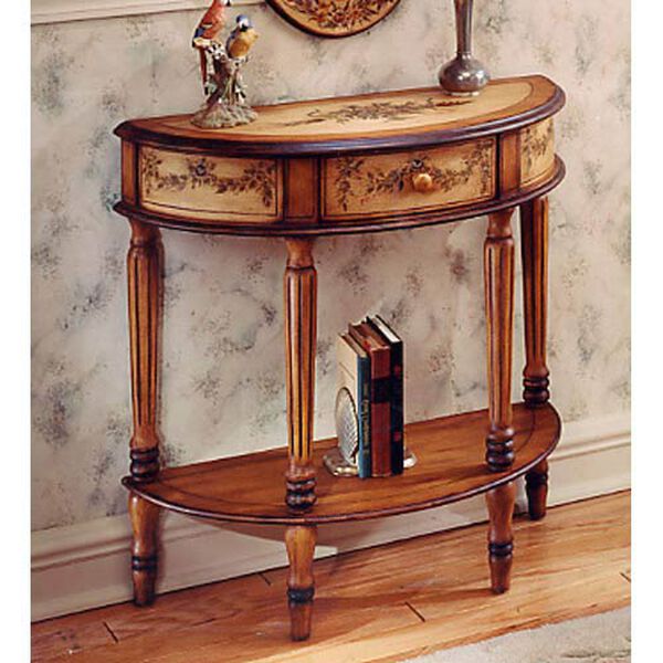 Mozart Light Hand Painted Demilune Console Table, image 1