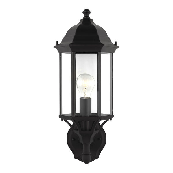 Sevier Black One-Light Outdoor Uplight Wall Sconce with Clear Shade, image 1