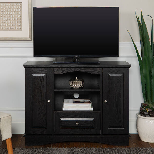 Black 42-Inch Bedroom TV Console with Media Storage, image 1