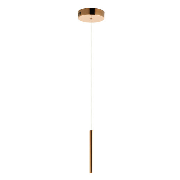 Flute Rose Gold 12-Inch LED Thin Mini Pendant, image 1