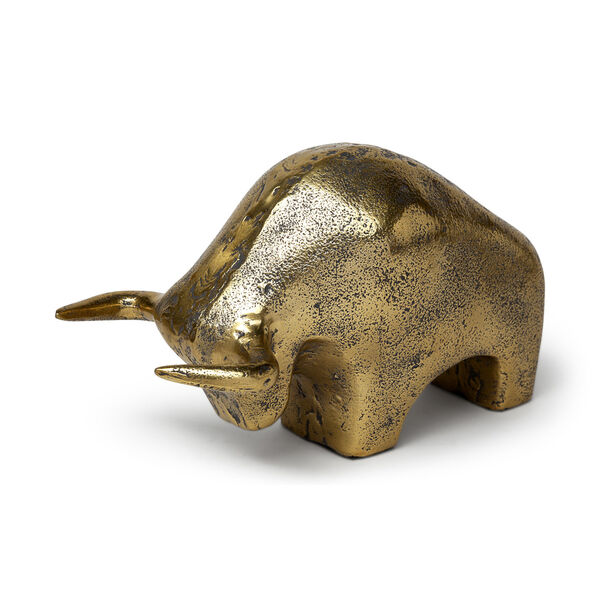 Taura I Gold Cast Aluminium Raging Bull Figurine, image 1