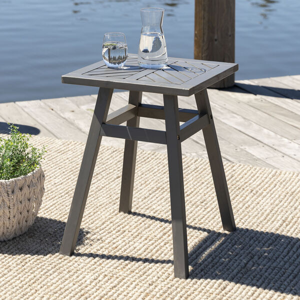 Gray Wash  18-Inch Outdoor Chevron Side Table, image 2