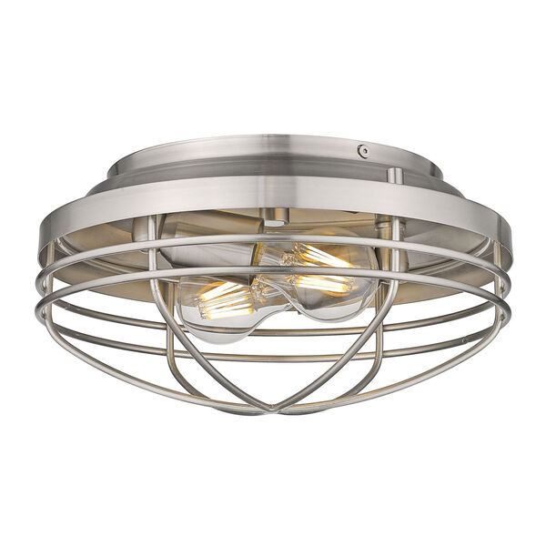 Seaport Pewter 12-Inch Two-Light Flush Mount, image 1