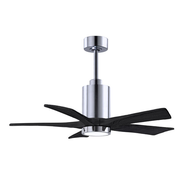 Patricia-5 Polished Chrome and Matte Black 42-Inch Ceiling Fan with LED Light Kit, image 1
