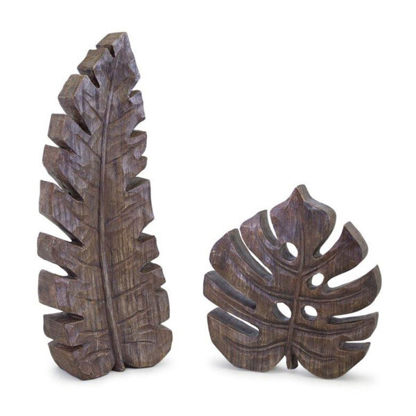Brown Resin Leaf Decorative Object, Set of Two, image 1