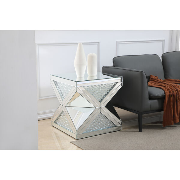 Modern Mirrored 23-Inch Contemporary Crystal End Table, image 2