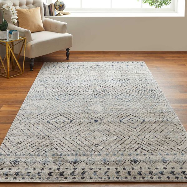 Camellia Ivory Blue Gray Rectangular 4 Ft. 3 In. x 6 Ft. 3 In. Area Rug, image 3