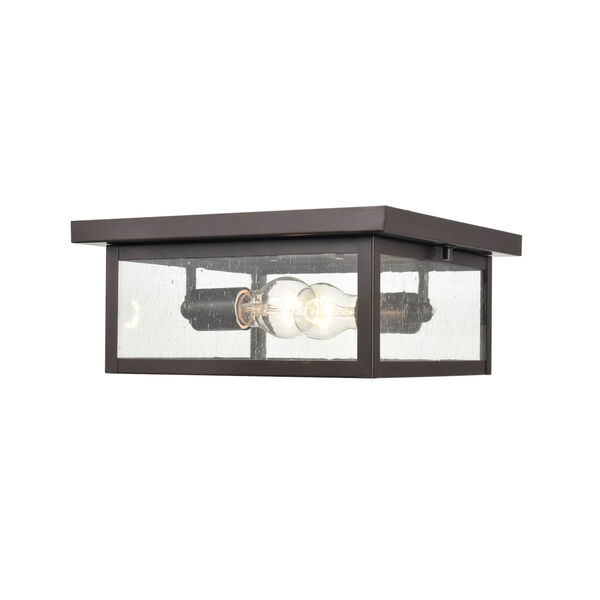 Evanton Powder Coat Bronze Two-Light Outdoor Flush Mount with Clear Seeded Glass, image 1