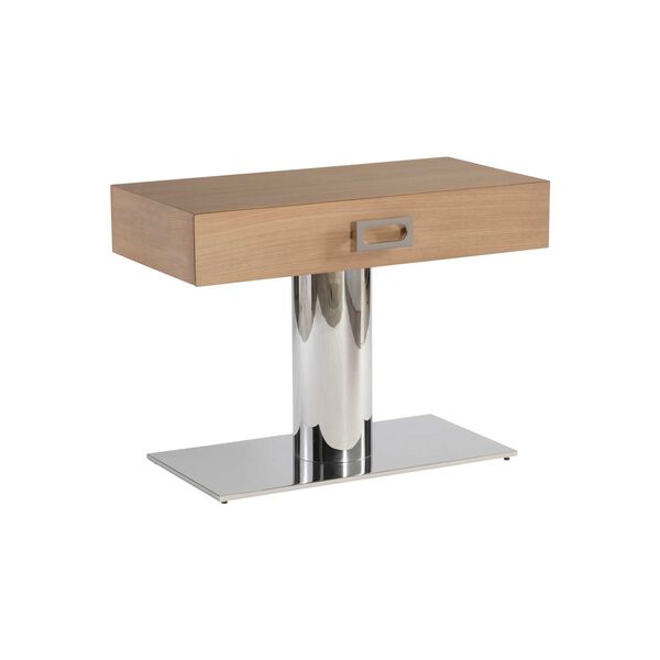 Modulum Natural and Stainless Steel Nightstand, image 2