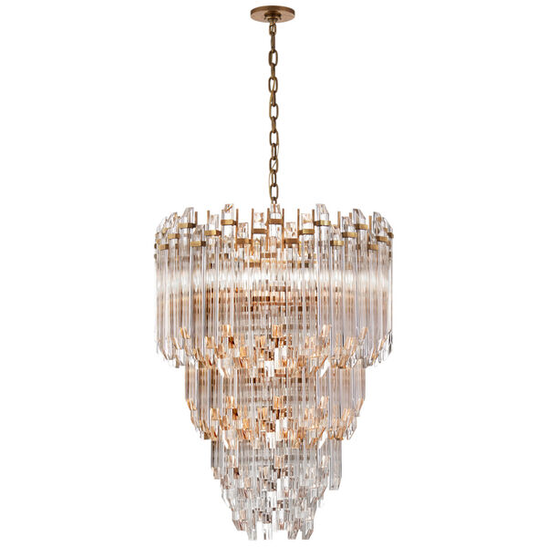 Adele Three-Tier Waterfall Chandelier in Hand-Rubbed Antique Brass with Clear Acrylic by Suzanne Kasler, image 1
