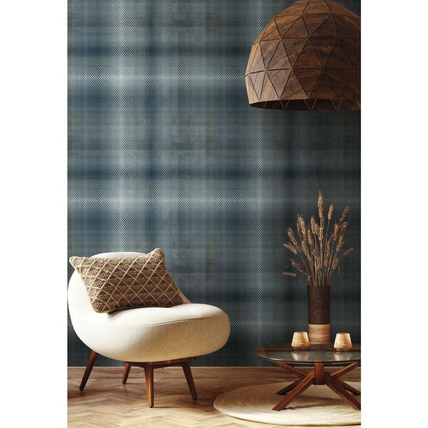 Ronald Redding Blue Sterling Plaid Non Pasted Wallpaper, image 3