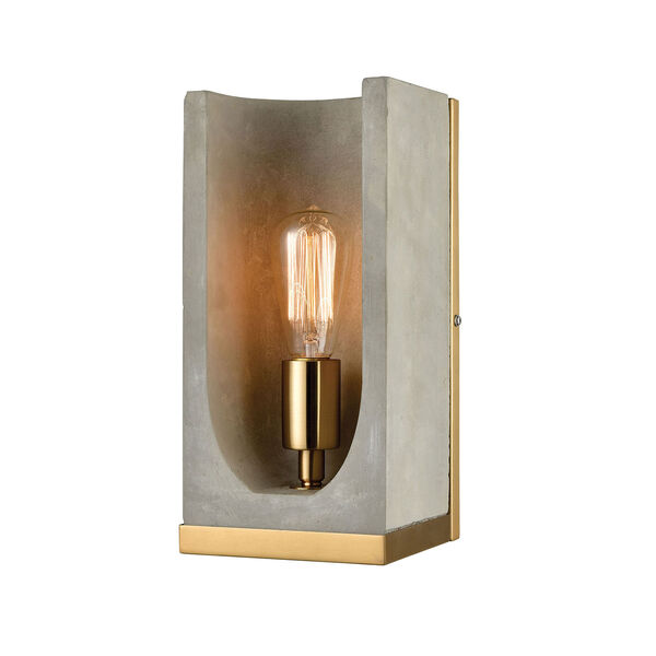 Shelter Concrete and New Aged Brass One-Light Wall Sconce, image 1