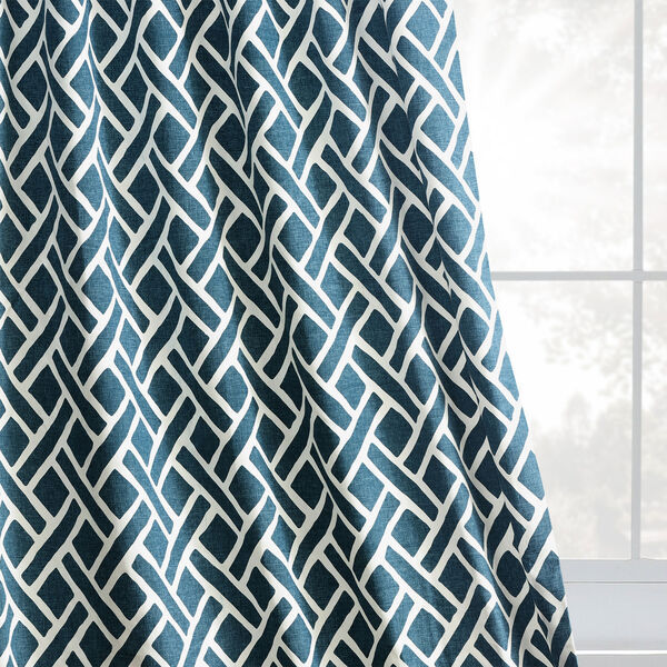 Navy Blue Printed Cotton Twill Single Panel Curtain 50 x 96, image 8