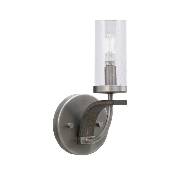 Monterey Graphite Wood Metal One-Light Wall Sconce with Three-Inch Clear Bubble Glass, image 1