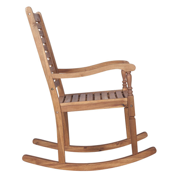 Solid Acacia Wood Rocking Patio Chair, Brown, image 4
