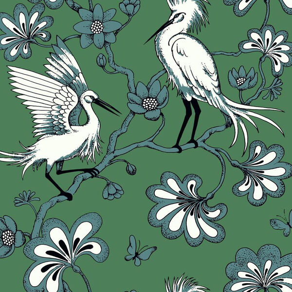 Florence Broadhurst Green Egrets Wallpaper, image 1