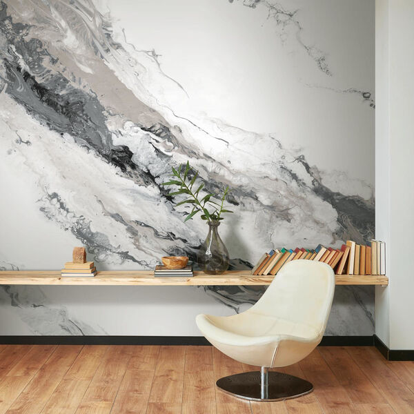 Splendor Art Gallery Gray and White Cystal Geode Peel and Stick Mural, image 1