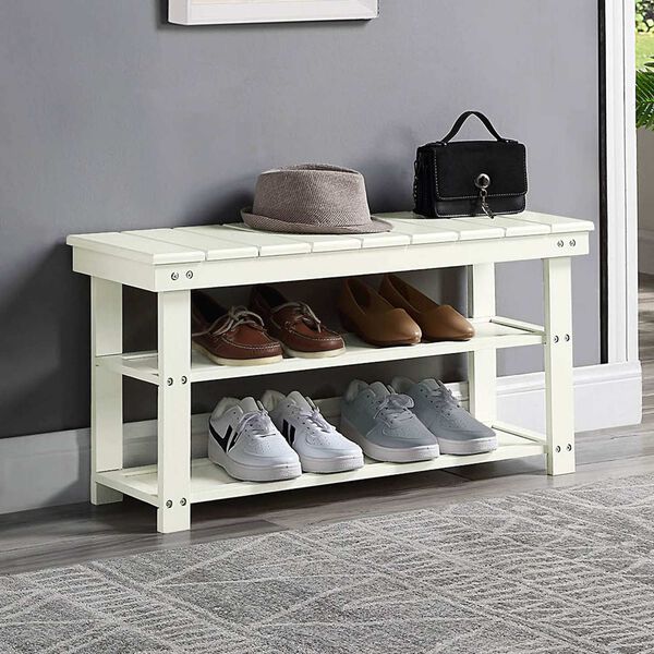 Oxford Ivory Utility Mudroom Bench with Shelves, image 1