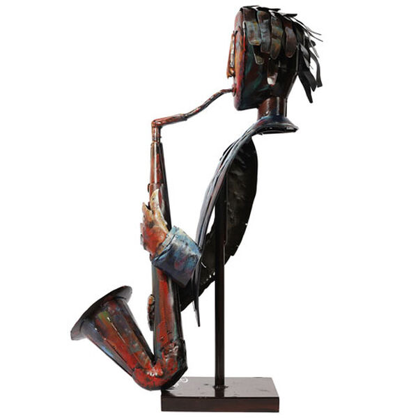 The Saxophonist Iron Hand Painted Colorful Art Sculpture, image 4