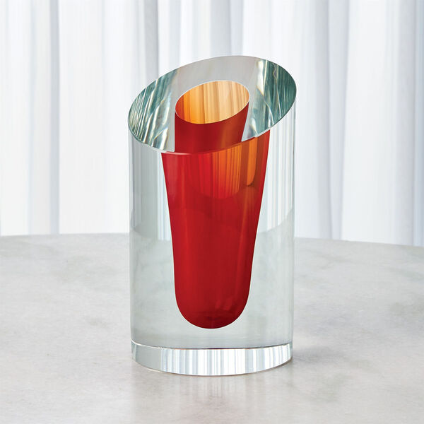 Orange Slant Vase, image 4