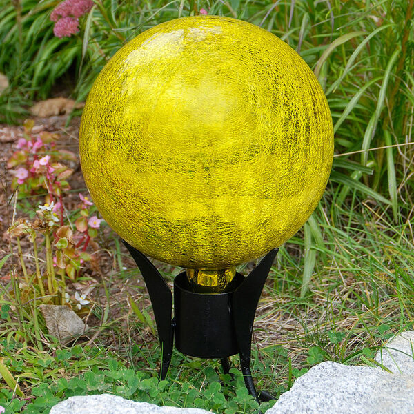 Gazing Globe 10 Inch Lemon Drop Crackle, image 8