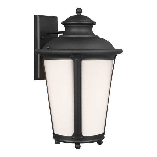 Cape May Black 13-Inch One-Light Outdoor Wall Sconce with Etched White Inside Shade, image 2