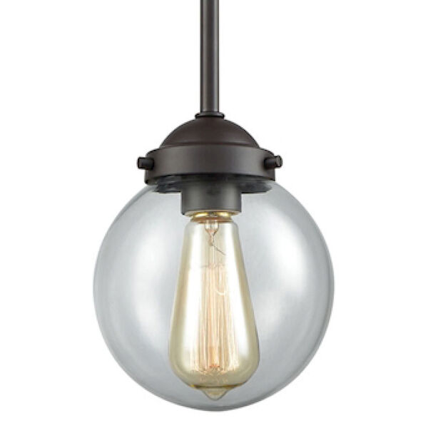 Beckett Oil Rubbed Bronze One-Light Mini Pendant with Clear Glass Shade, image 2