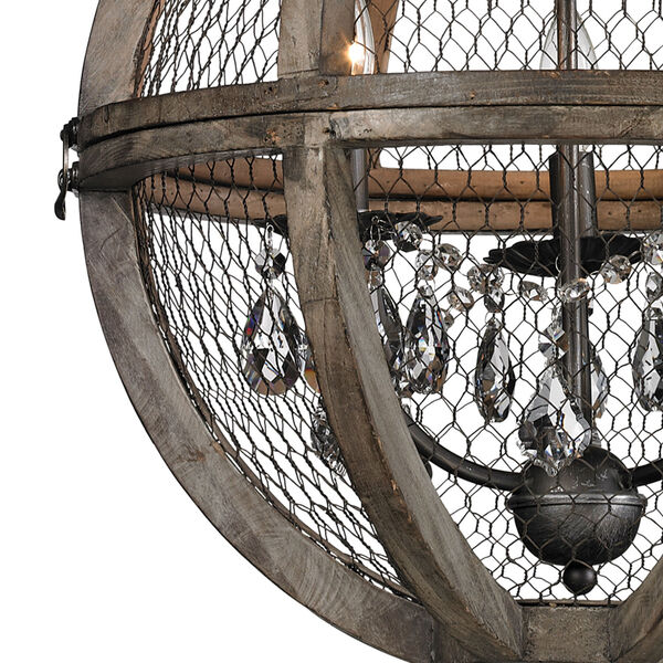 Renaissance Invention Aged Wood Three-Light 18-Inch Pendant, image 3