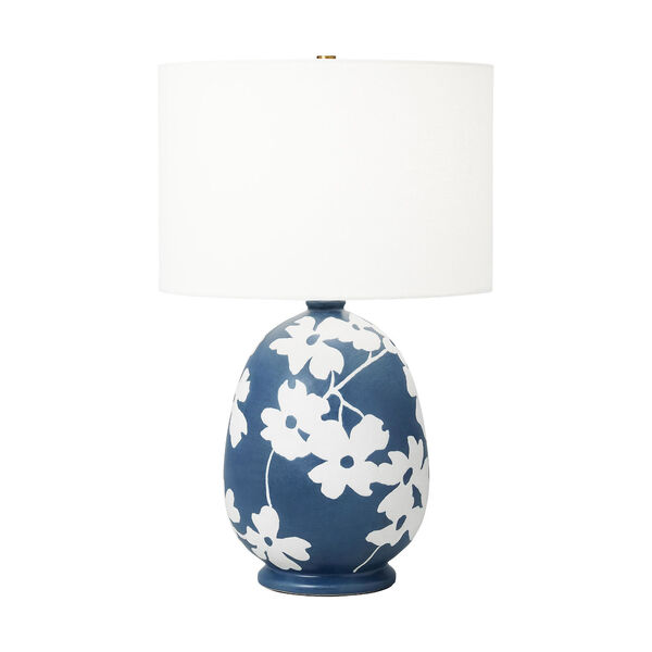 Lila Semi Matte Navy Blue and White One-Light Ceramic Table Lamp, image 1