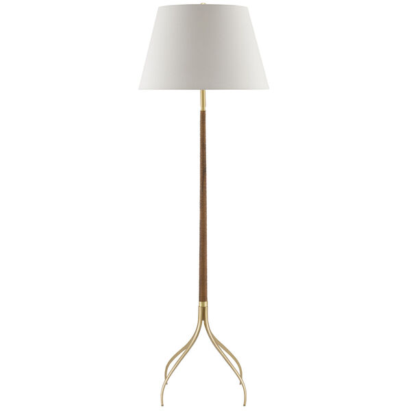 Natural and Brushed Brass One-Light Floor Lamp, image 2