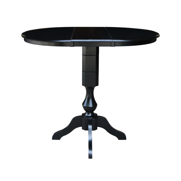 Black 36-Inch Curved Pedestal Bar Height Table with 12-Inch Leaf, image 4