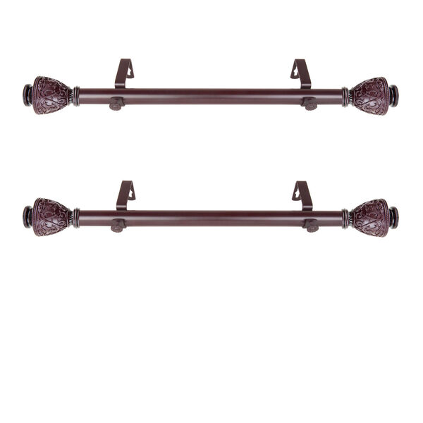 Veda Mahogany 20-Inch Side Curtain Rod, Set of 2, image 1