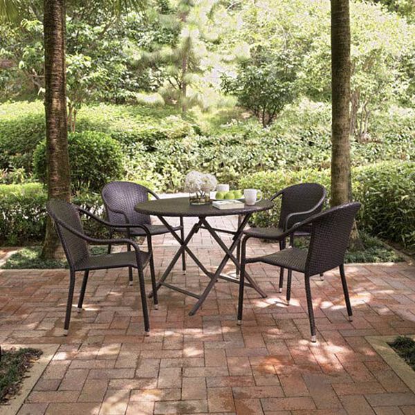 Palm Harbor Brown Outdoor Wicker Folding Table, image 4