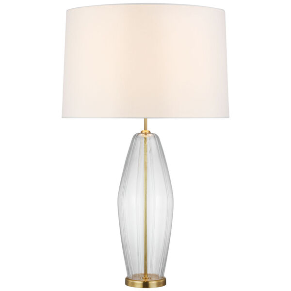 Everleigh Large Fluted Table Lamp in Clear Glass with Linen Shade by kate spade new york, image 1