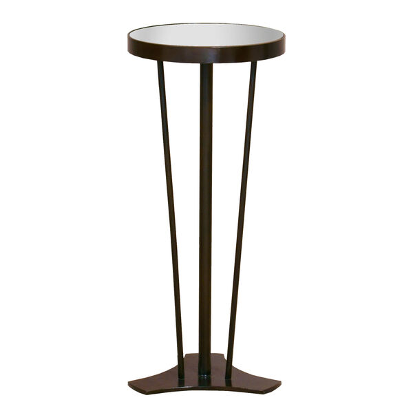 Schotts Black Side Table with Round Mirrored Top, image 1