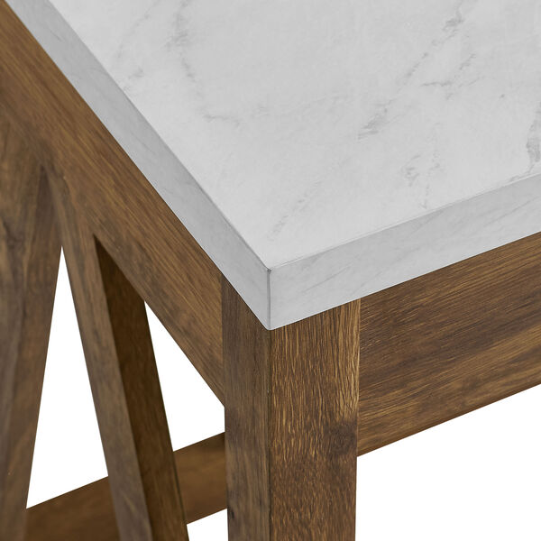 46-Inch A-Frame Desk, Natural Walnut Base/White Marble Top, image 3