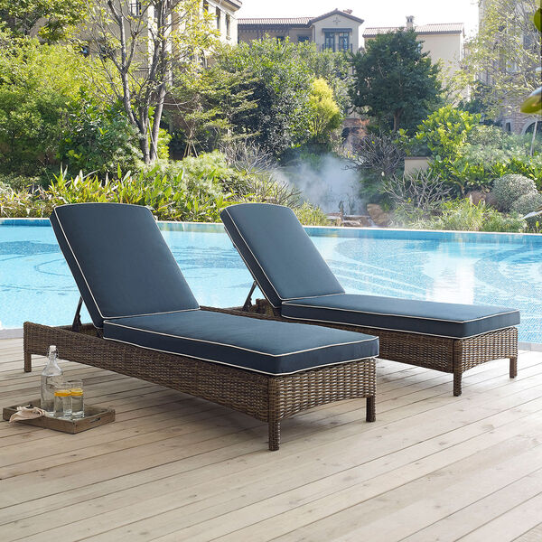 Bradenton Chaise Lounge With Navy Cushions, image 2