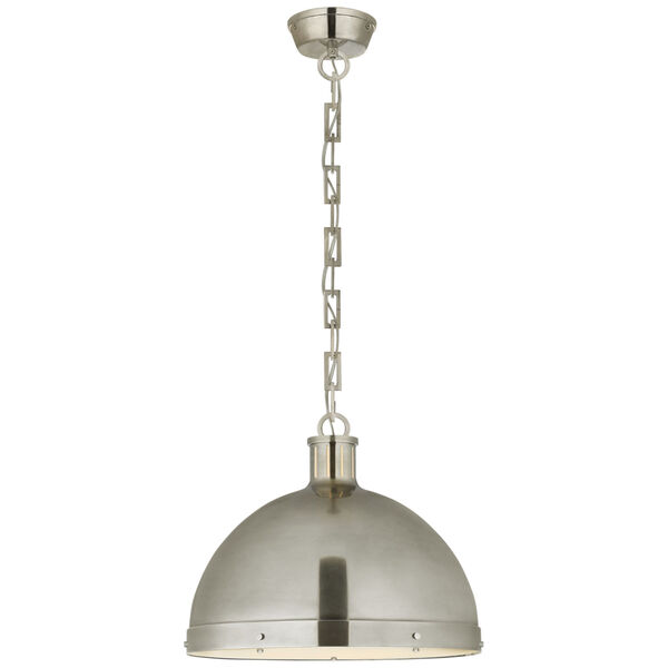 Hicks Extra Large Pendant in Antique Nickel with Acrylic Diffuser by Thomas O'Brien, image 1