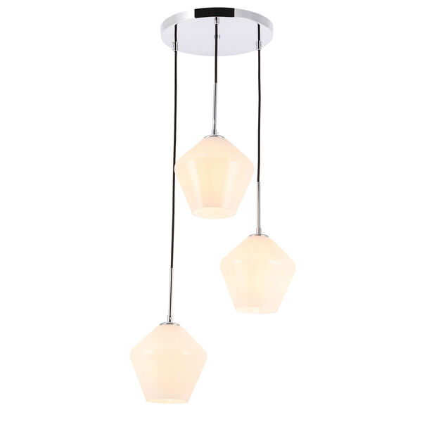 Gene Chrome 18-Inch Three-Light Pendant with Frosted White Glass, image 6