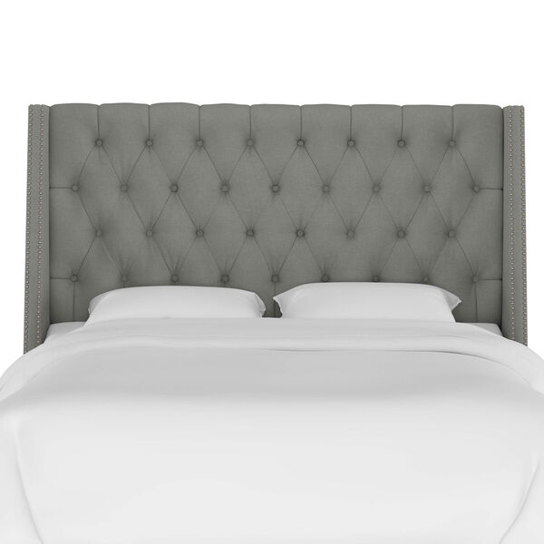 King Linen Gray 82-Inch Nail Button Tufted Wingback Headboard, image 2