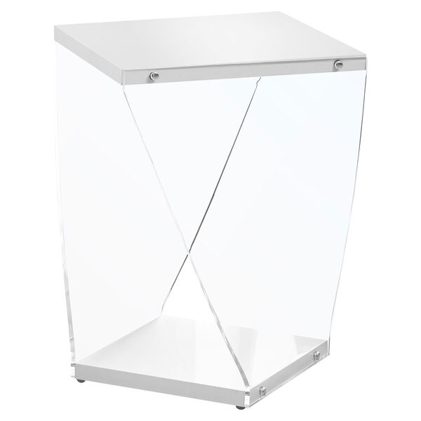 Glossy White 16-Inch Accent Table, image 1