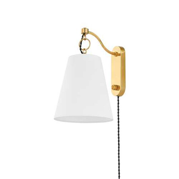 Joan Aged Brass One-Light Plug-In Sconce, image 1